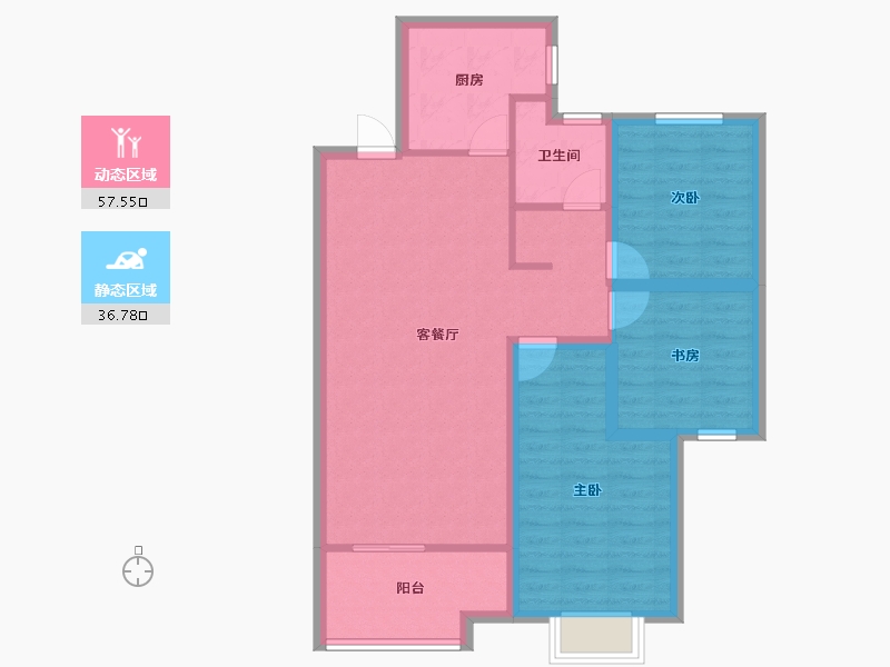 山东省-青岛市-融创维多利亚湾-84.46-户型库-动静分区