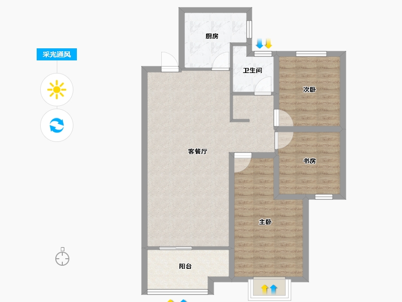 山东省-青岛市-融创维多利亚湾-84.46-户型库-采光通风