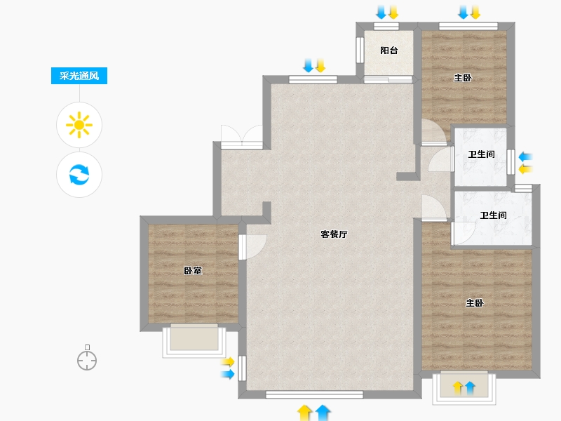 浙江省-温州市-铂金湾-102.40-户型库-采光通风