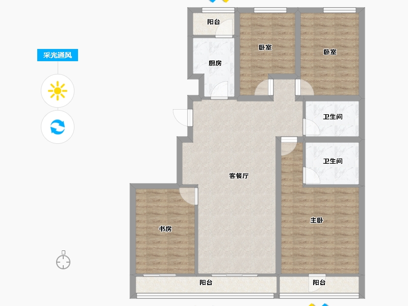 黑龙江省-哈尔滨市-学伟国际城-104.97-户型库-采光通风