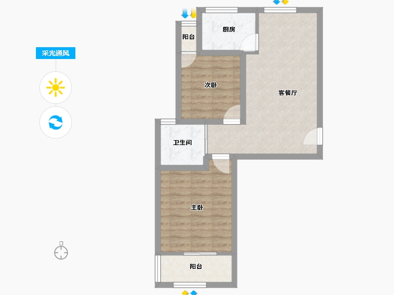 上海-上海市-东渡海派青城-57.10-户型库-采光通风