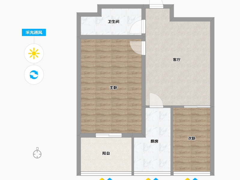 山东省-济宁市-杨柳国际新城-72.00-户型库-采光通风