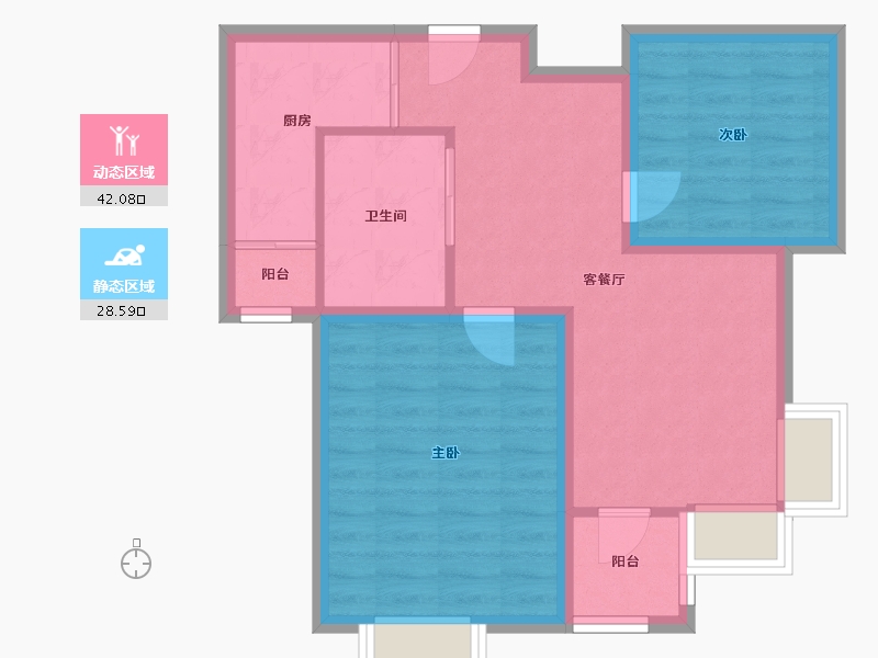 上海-上海市-馨佳苑九街坊-62.76-户型库-动静分区