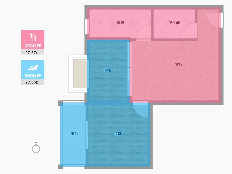 湖北省-武汉市-普天居贤苑-44.76-户型库-动静分区