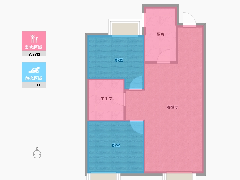 辽宁省-沈阳市-旭辉东樾城-58.58-户型库-动静分区