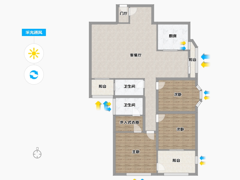 陕西省-西安市-枫叶新都市-133.75-户型库-采光通风