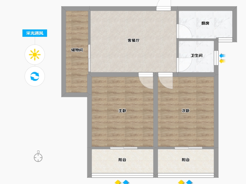 浙江省-杭州市-紫玉公馆-63.10-户型库-采光通风