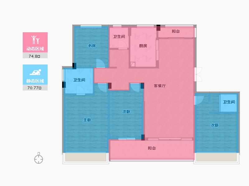 浙江省-绍兴市-大阪绿园-128.00-户型库-动静分区