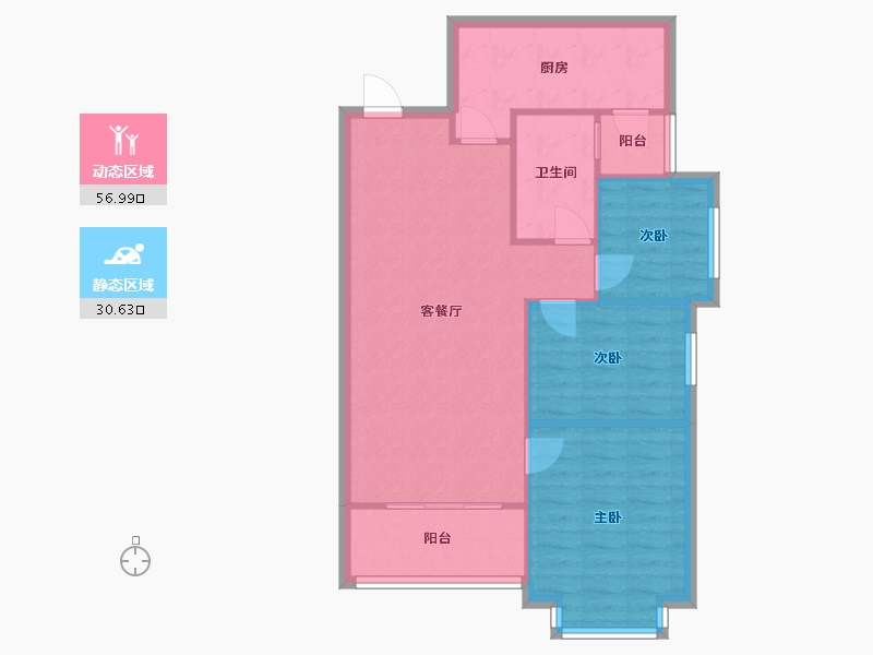 陕西省-西安市-恒大雅苑-80.07-户型库-动静分区