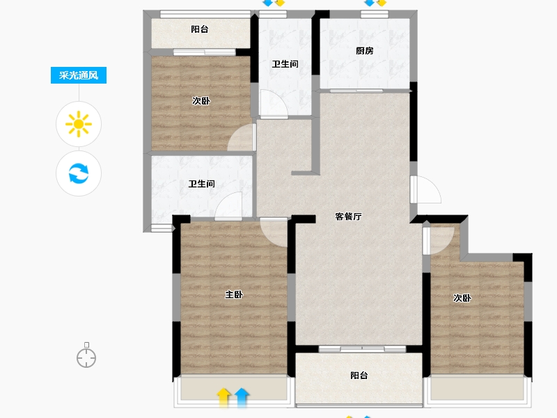 浙江省-舟山市-柏悦府-105.00-户型库-采光通风