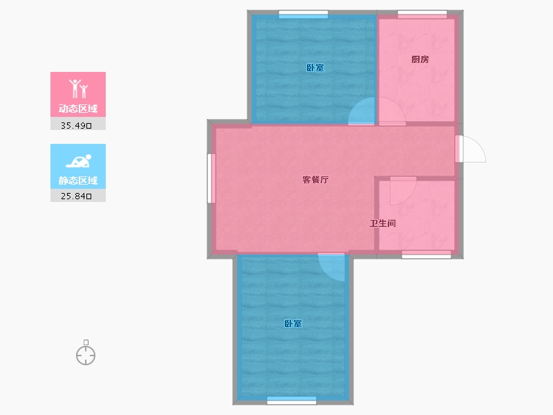 辽宁省-沈阳市-五彩阳光城-55.58-户型库-动静分区