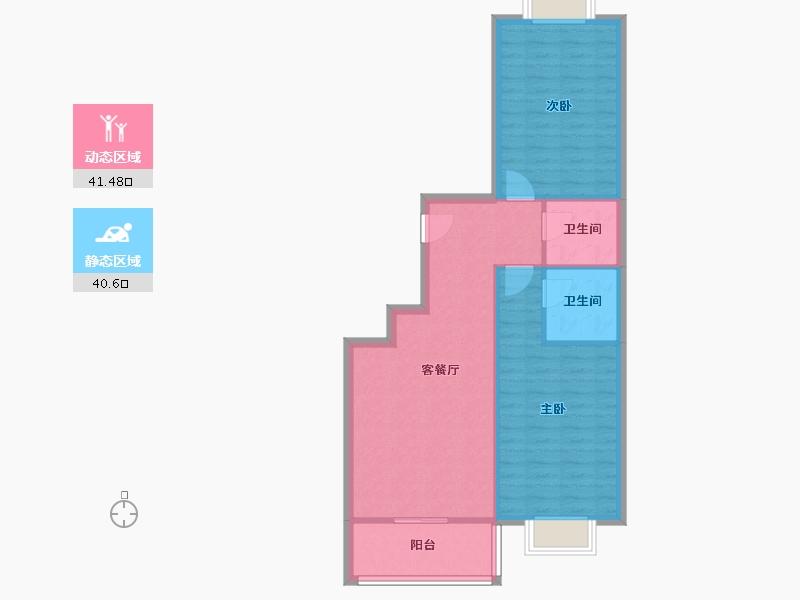 陕西省-西安市-西景花园小区-74.68-户型库-动静分区