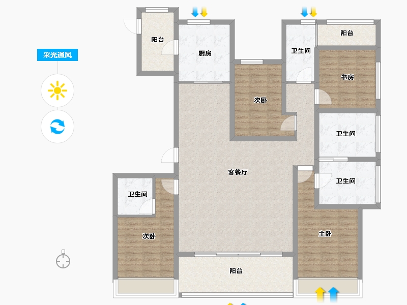 浙江省-舟山市-柏悦府-150.00-户型库-采光通风