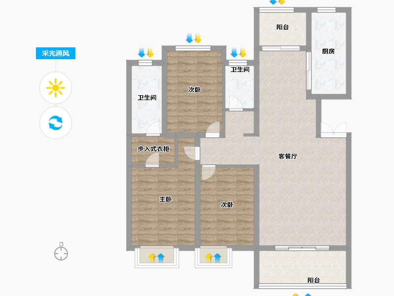 河南省-南阳市-田源新城雪枫路-101.99-户型库-采光通风