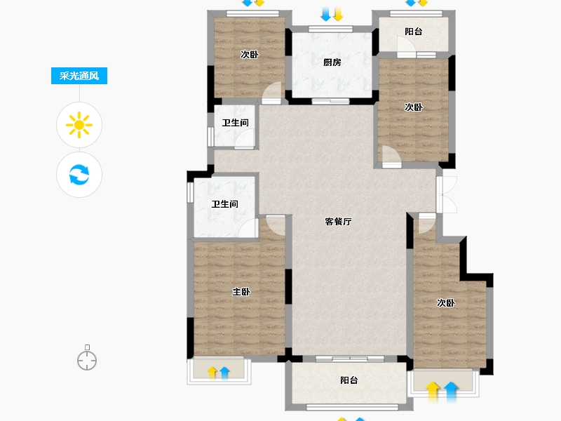 湖南省-株洲市-华润桃源里-120.00-户型库-采光通风