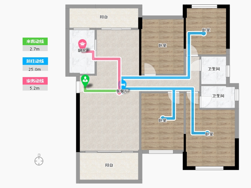 湖南省-衡阳市-长旭·龙熙台-105.07-户型库-动静线