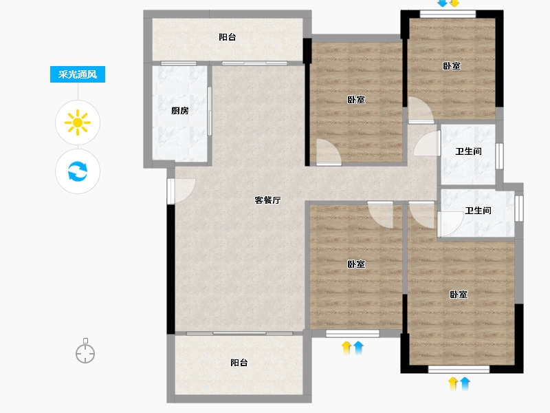 湖南省-衡阳市-长旭·龙熙台-105.07-户型库-采光通风