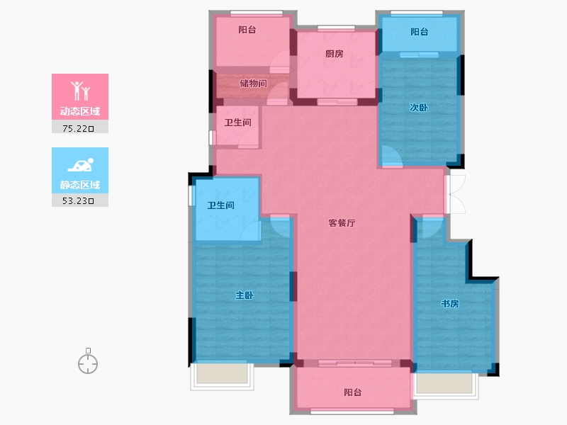 湖南省-株洲市-华润桃源里-115.00-户型库-动静分区