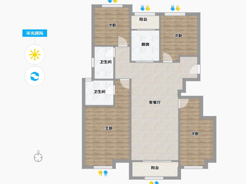 陕西省-西安市-中海悦墅-113.51-户型库-采光通风