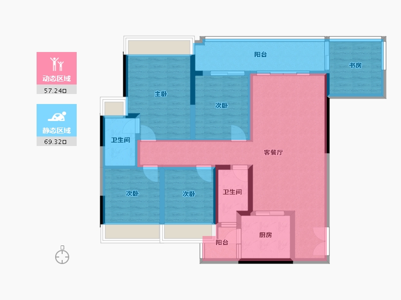 贵州省-遵义市-礼东方-113.60-户型库-动静分区