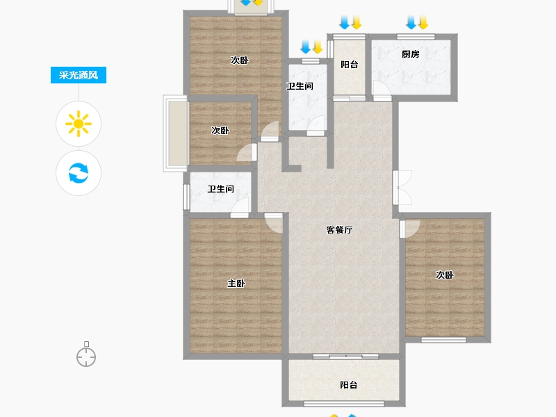 河南省-南阳市-田源新城-132.00-户型库-采光通风