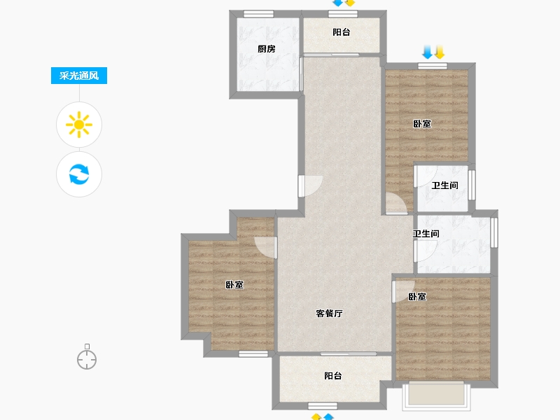 浙江省-绍兴市-海樾府西区-100.68-户型库-采光通风