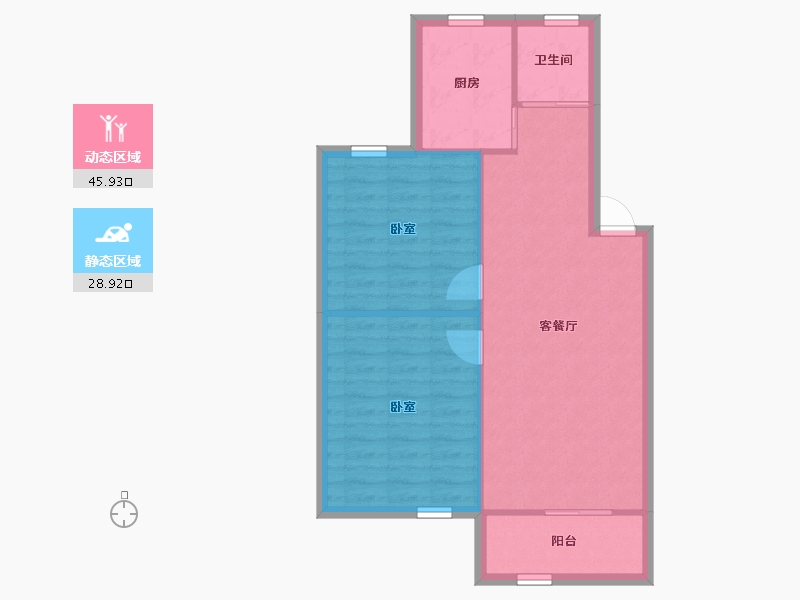 浙江省-绍兴市-山隐新村-68.44-户型库-动静分区