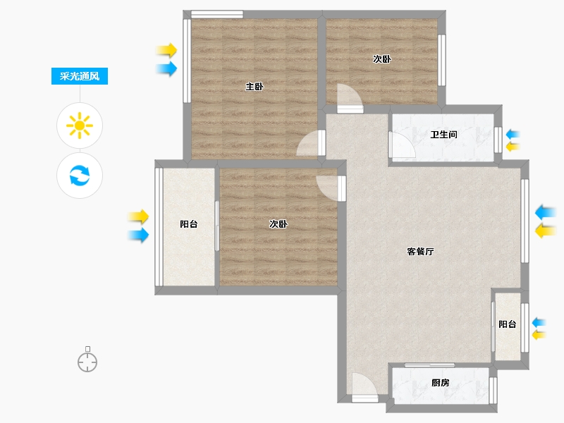 湖北省-武汉市-同安家园-87.28-户型库-采光通风