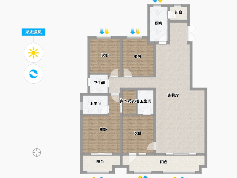 内蒙古自治区-呼和浩特市-方恒尚御府-180.00-户型库-采光通风