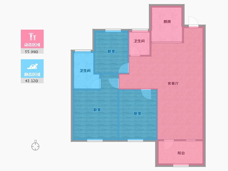 辽宁省-沈阳市-雅居乐花园-90.77-户型库-动静分区