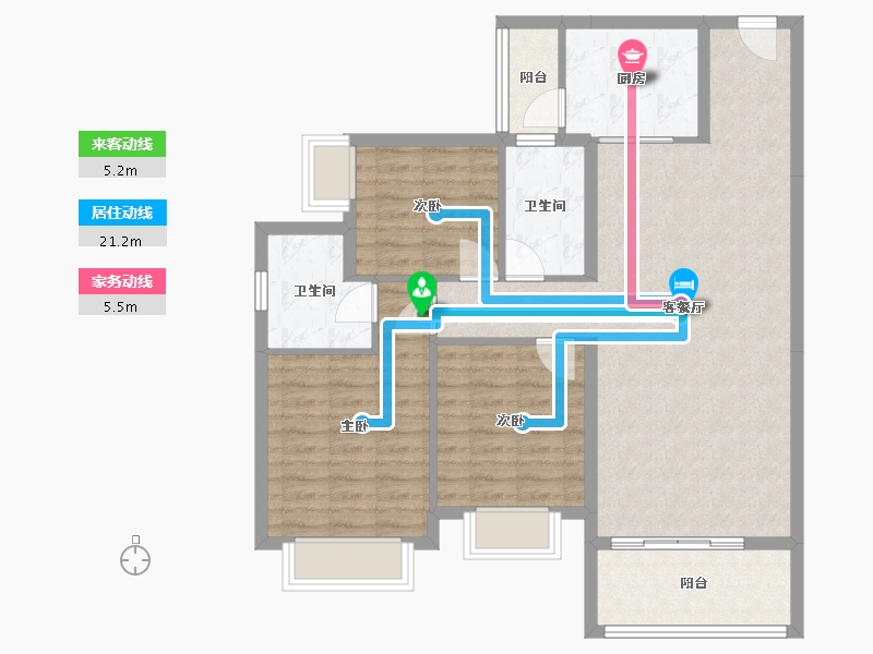 广东省-阳江市-恒隆御景山庄-95.64-户型库-动静线