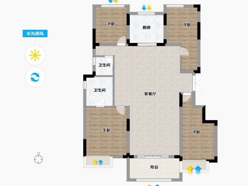 湖南省-株洲市-华润桃源里-121.00-户型库-采光通风