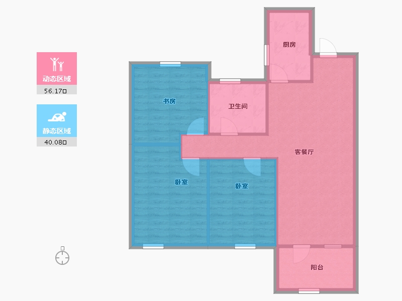 辽宁省-沈阳市-雅居乐花园-87.77-户型库-动静分区