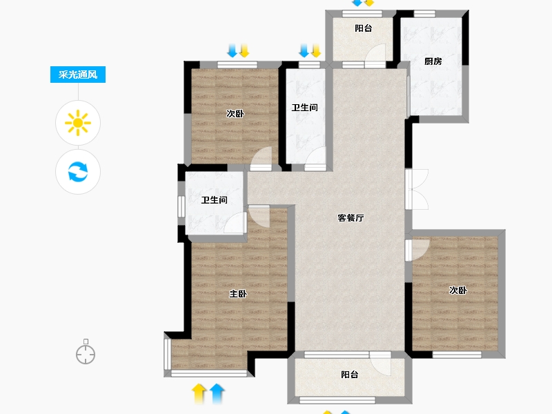 吉林省-长春市-嘉慧燕京府-106.00-户型库-采光通风