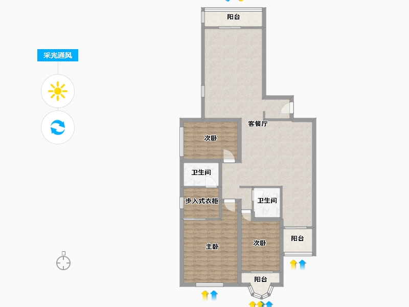 陕西省-西安市-枫叶新都市-119.36-户型库-采光通风