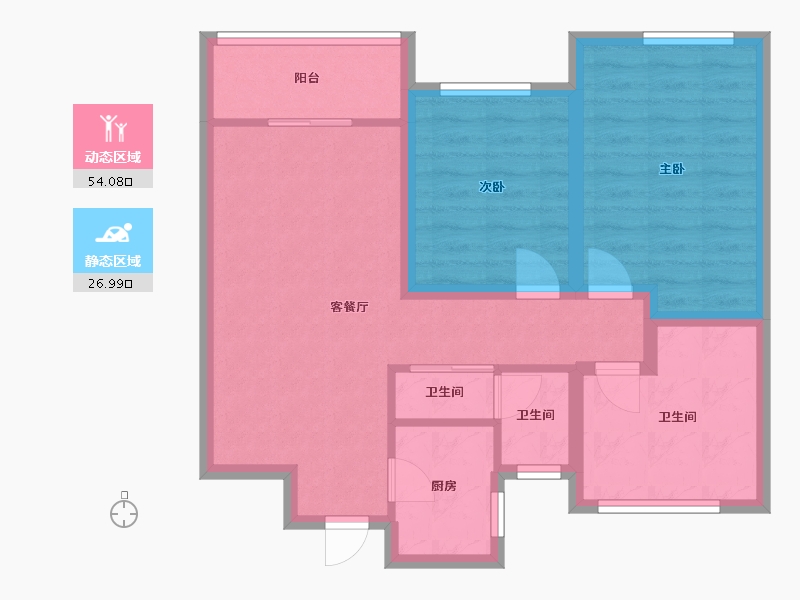 陕西省-西安市-庆华长安家园-71.79-户型库-动静分区