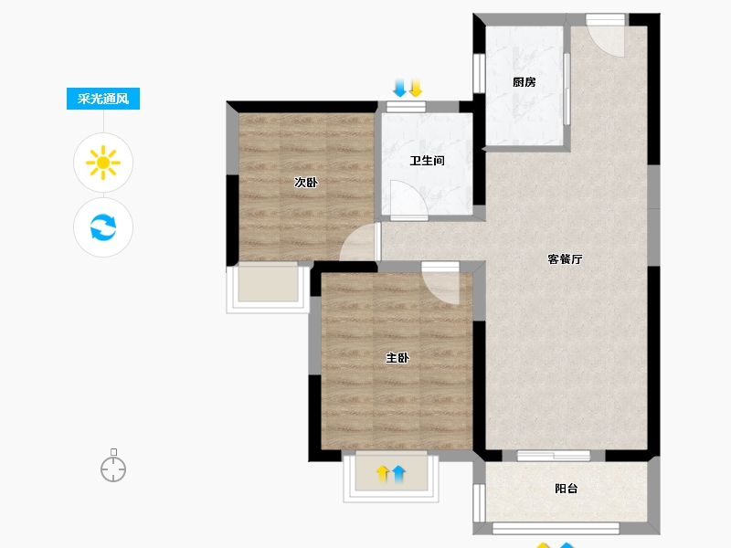 湖北省-武汉市-天汇龙城-60.31-户型库-采光通风