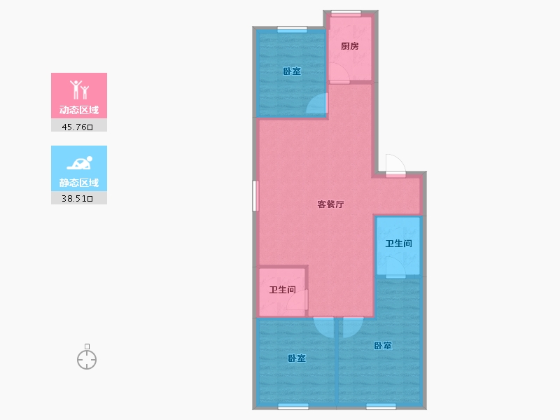 辽宁省-沈阳市-旭辉东樾城-76.77-户型库-动静分区