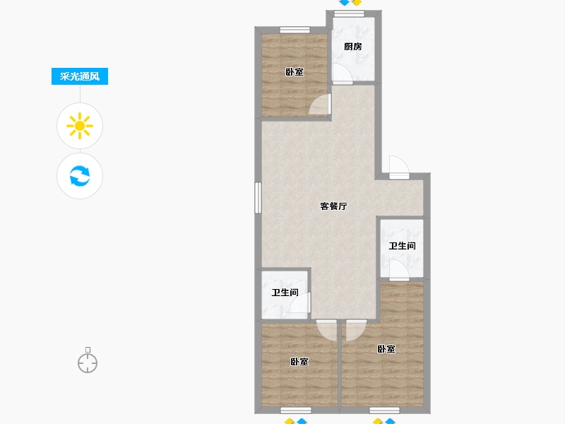 辽宁省-沈阳市-旭辉东樾城-76.77-户型库-采光通风