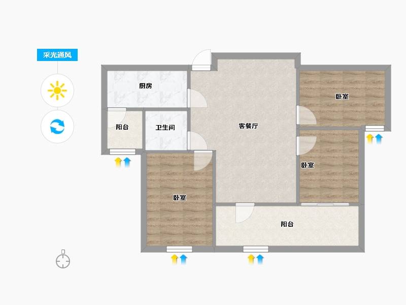 浙江省-绍兴市-永成天卸湾-72.87-户型库-采光通风