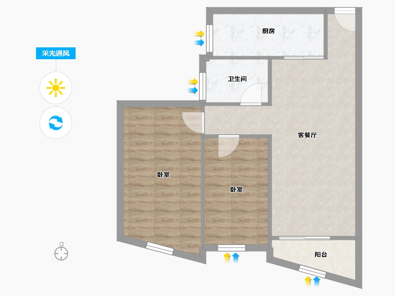 广东省-深圳市-金成时代家园-64.67-户型库-采光通风