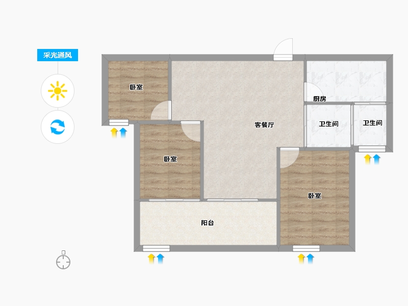 浙江省-绍兴市-永成天卸湾-70.58-户型库-采光通风