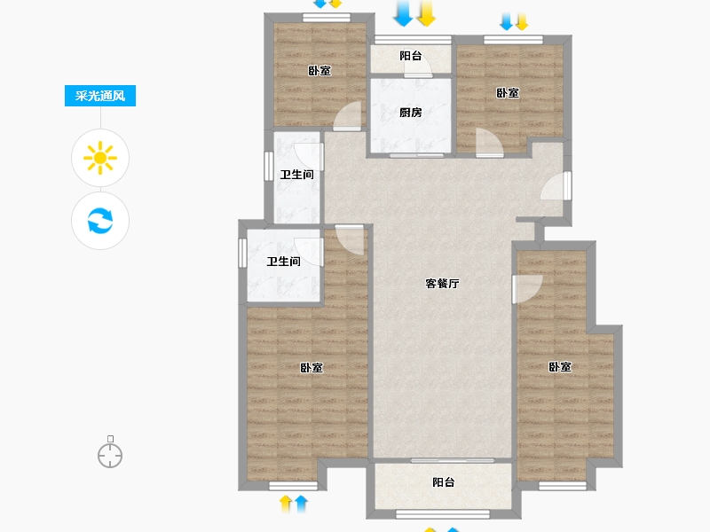 陕西省-西安市-中海悦墅-108.53-户型库-采光通风