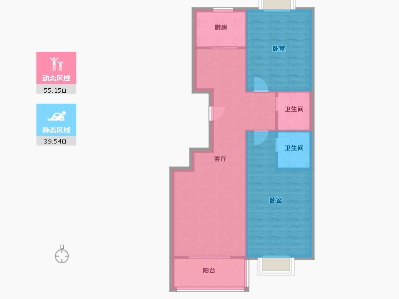 陕西省-西安市-西景花园小区-86.53-户型库-动静分区