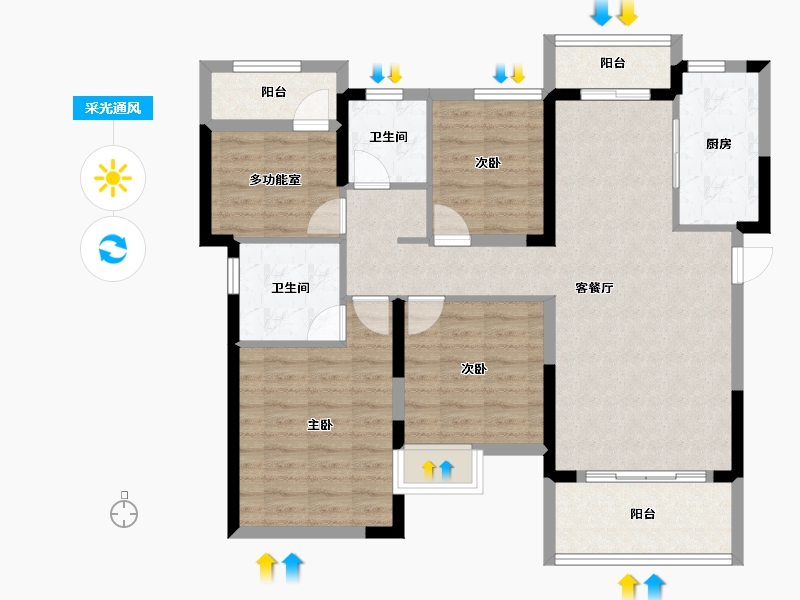 湖南省-株洲市-华润桃源里-99.43-户型库-采光通风