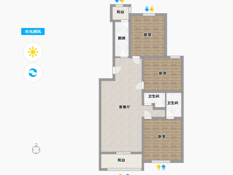 北京-北京市-龙锦苑一区-113.00-户型库-采光通风