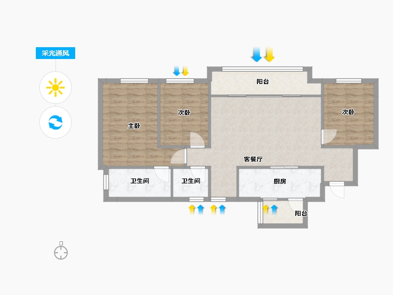 重庆-重庆市-保亿御景玖园-80.01-户型库-采光通风