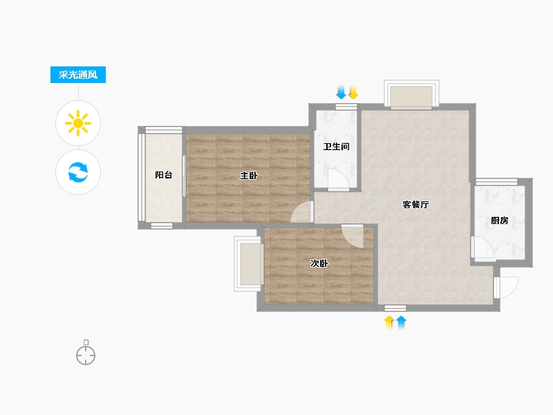 青海省-西宁市-陕安丰登小区-68.72-户型库-采光通风