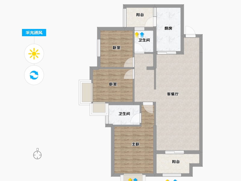 四川省-成都市-恒大天府半岛-7期-90.00-户型库-采光通风