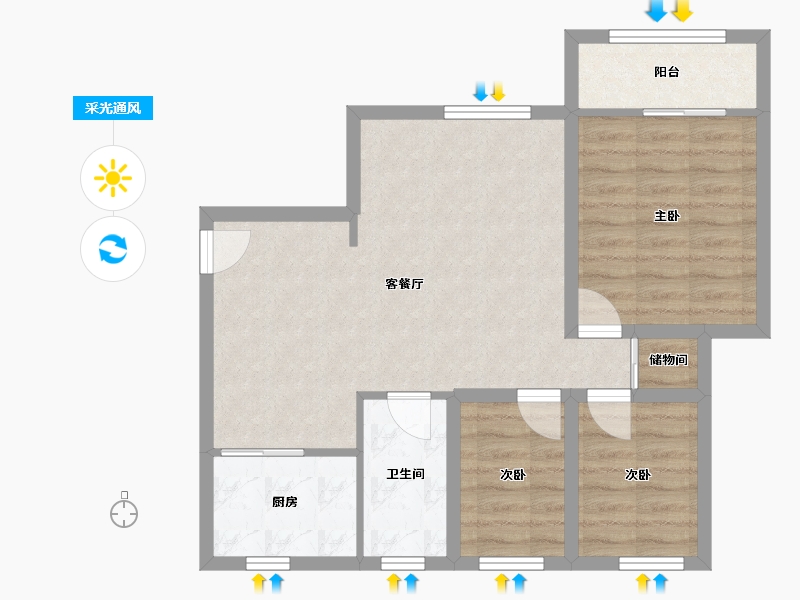 广东省-深圳市-福保桂花苑-69.32-户型库-采光通风